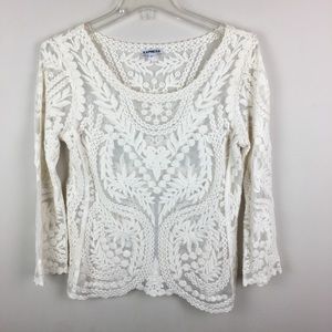 Express cream embroidered top